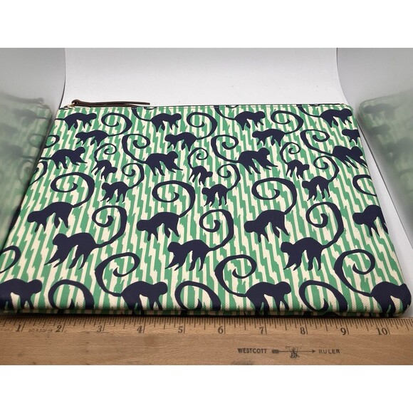 New Stella and Dot All In Pouch Clutch Stripped Design Fashion With Monkeys - Picture 1 of 6